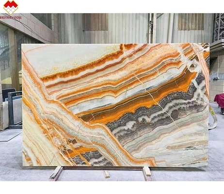 Gepolijst en gepolijst oppervlak Finish Translucent Rainbow Onyx Slab voor kleurrijk wandpaneel