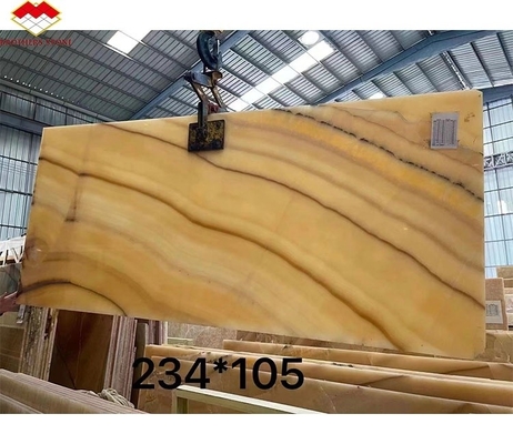Dikte Tolerantie /- 1 mm Antiek Boek Match Gele Onyx Marmer voor Wasbak Component