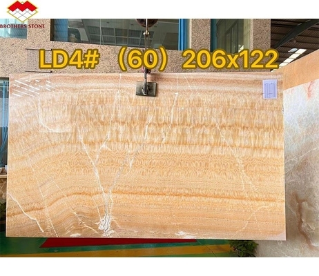 Dikte Tolerantie /- 1 mm Antiek Boek Match Gele Onyx Marmer voor Wasbak Component