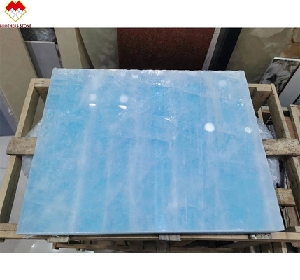 Prachtige achtergrondverlichting Blauwe kristal Onyx plaat Perfect voor moderne woning en hotel decor