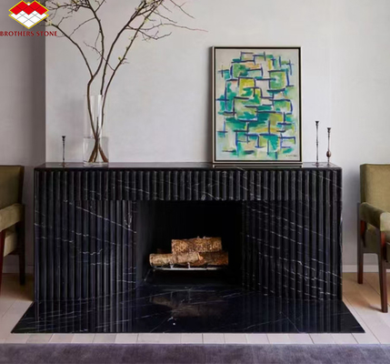 Moderne zwarte marmeren open haard voor villa woonkamer decoratie in Europese stijl