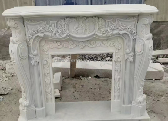 Moderne design witte marmeren open haard omringd voor muurmontage