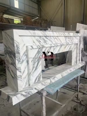 Moderne design witte marmeren open haard omringd voor muurmontage