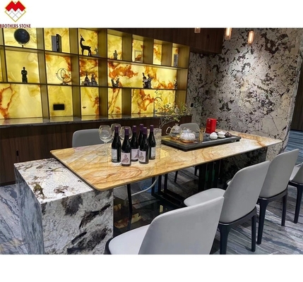 Inwendige decoratie boek gepaard met gele honing Onyx marmeren platen voor muur achtergrond