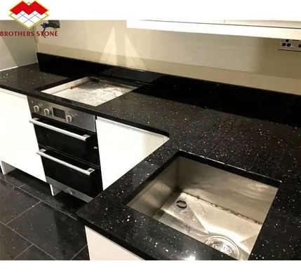 Hotelkeuken Borden en trappen op maat gesneden Indiase zwarte ster Galaxy granieten platen