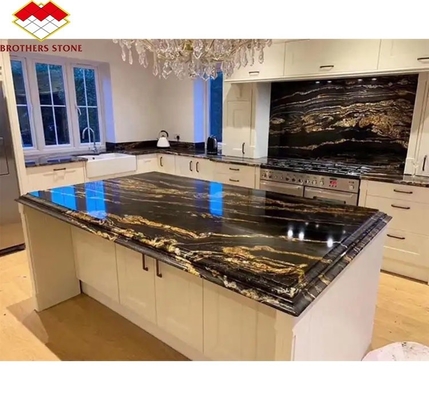 Chinese granit luxe keuken countertop met gepolijste zwarte gouden steen