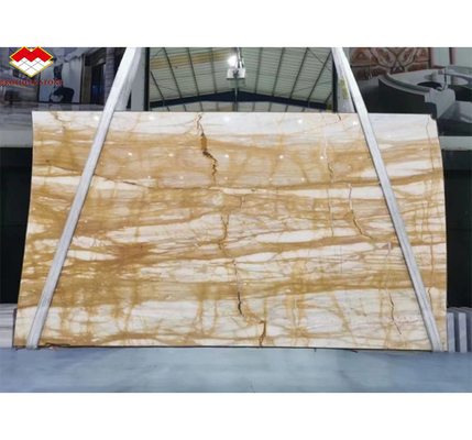 Moderne design stijl Italië Luxe Big Slab Sienna Gouden Marmeren tegel voor hotelwandpaneel en tafel