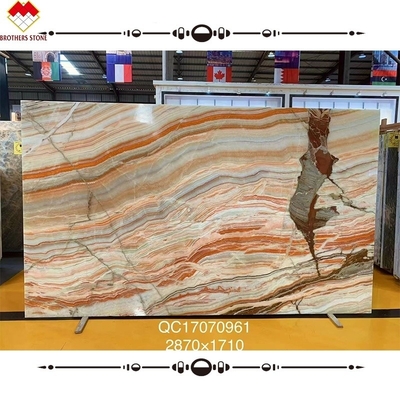 Grote Slab Book Matched Multi-kleurige Onyx Agate Stone voor Innerlijke Decoratie Muurbekleding