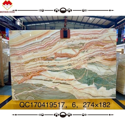 Grote Slab Book Matched Multi-kleurige Onyx Agate Stone voor Innerlijke Decoratie Muurbekleding