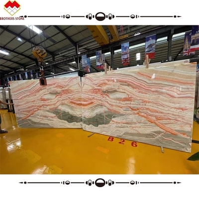 Grote Slab Book Matched Multi-kleurige Onyx Agate Stone voor Innerlijke Decoratie Muurbekleding