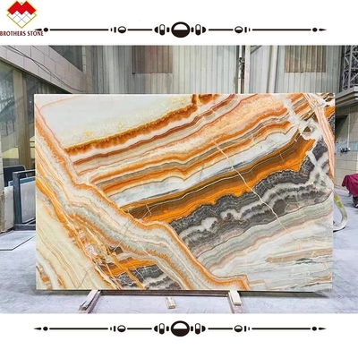 Grote Slab Book Matched Multi-kleurige Onyx Agate Stone voor Innerlijke Decoratie Muurbekleding