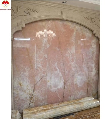 Big Slab Pink Onyx Stone Translucent Thin Rose Pink Jade Quartz voor Villa Wandvloer