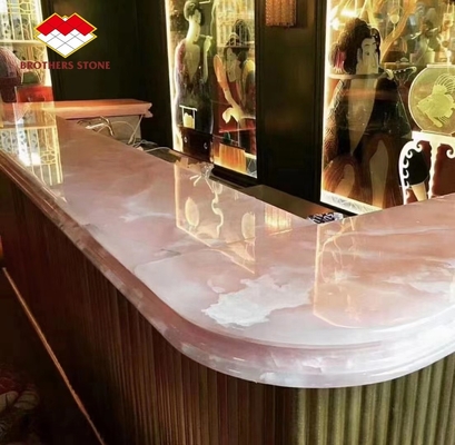 Big Slab Pink Onyx Stone Translucent Thin Rose Pink Jade Quartz voor Villa Wandvloer