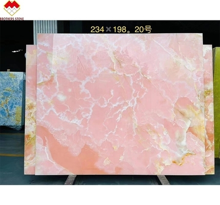 Big Slab Pink Onyx Stone Translucent Thin Rose Pink Jade Quartz voor Villa Wandvloer