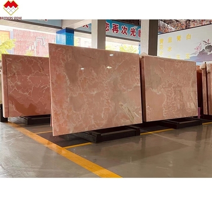Big Slab Pink Onyx Stone Translucent Thin Rose Pink Jade Quartz voor Villa Wandvloer