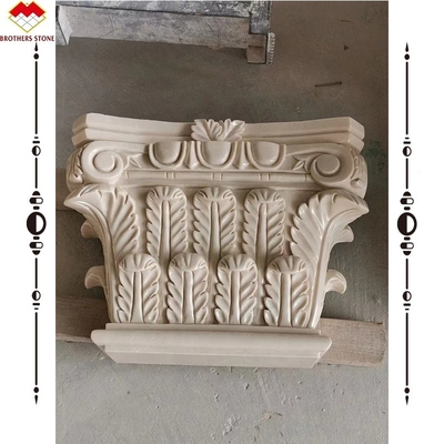 Hotel Solid Beige Cream Stone Romeinse Marmeren Pilaar Snijwerk Ontwerp voor de bouw