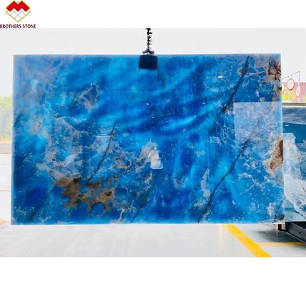 Blauwgoud Venen Onyx Marmeren Plaat Translucent Natuursteenpaneel voor interieurversiering