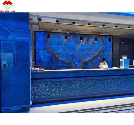 Blauwgoud Venen Onyx Marmeren Plaat Translucent Natuursteenpaneel voor interieurversiering
