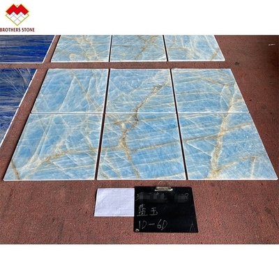 Lichte blauwe marmer jade onyx plaat voor op maat gesneden tegels gouden aders