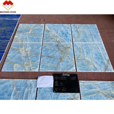 Lichte blauwe marmer jade onyx plaat voor op maat gesneden tegels gouden aders