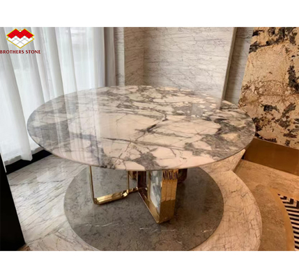 Gepolijste Arabescato witte Italiaanse marmeren plaat voor moderne muur en ronde eettafel