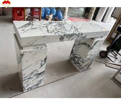 Luxe Modern Indoor Hall Way Rectangle Entry Console Tafel Marmer Pools Italia Arabescato Marmer Plinth Stand Marmer
