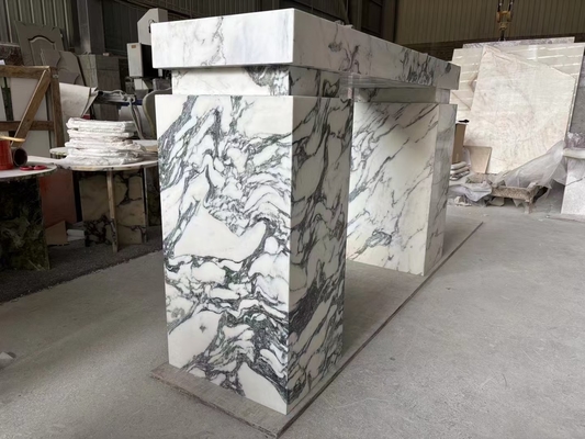 Luxe Modern Indoor Hall Way Rectangle Entry Console Tafel Marmer Pools Italia Arabescato Marmer Plinth Stand Marmer