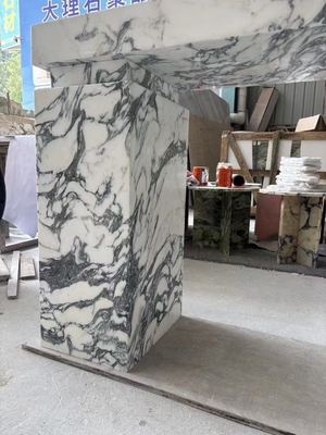 Luxe Modern Indoor Hall Way Rectangle Entry Console Tafel Marmer Pools Italia Arabescato Marmer Plinth Stand Marmer