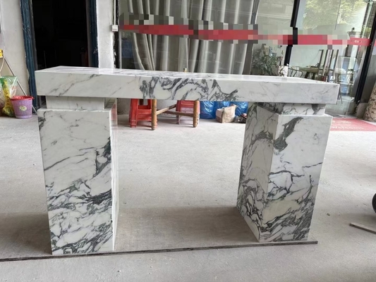 Luxe Modern Indoor Hall Way Rectangle Entry Console Tafel Marmer Pools Italia Arabescato Marmer Plinth Stand Marmer