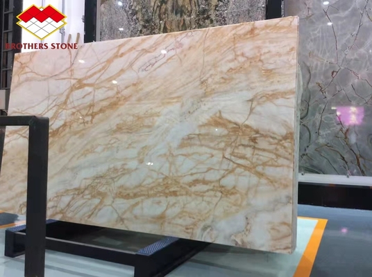Groothandel achtergrondverlichting gouden aders onyx doorschijnend spinnenwit goud korrels jade onyx steen