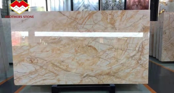 Groothandel achtergrondverlichting gouden aders onyx doorschijnend spinnenwit goud korrels jade onyx steen