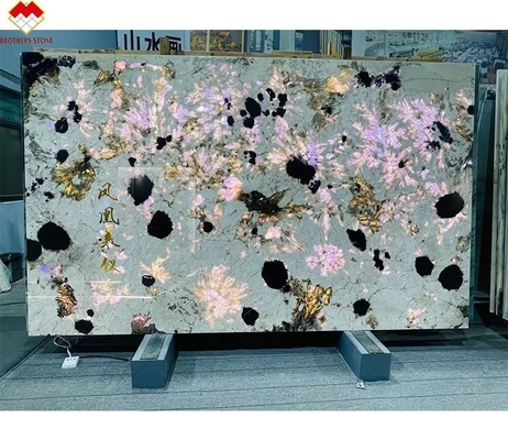 Braziliaanse Splendor White Quartzite Stone Big Slab Translucent Countertop Island Stone Backlight Gepolijst Slab For Villas Hotels