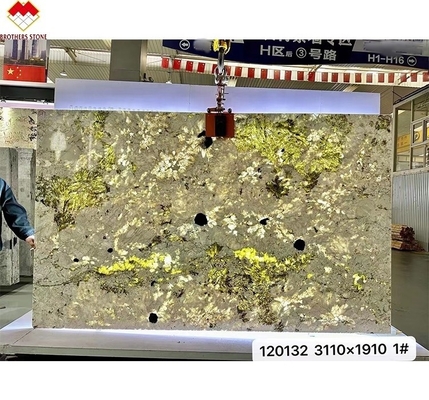 Braziliaanse Splendor White Quartzite Stone Big Slab Translucent Countertop Island Stone Backlight Gepolijst Slab For Villas Hotels