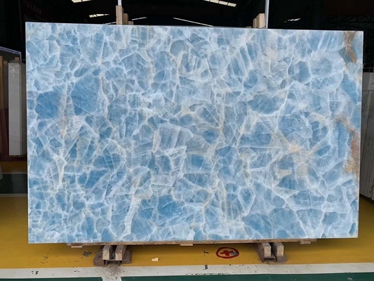 Backlit Muurcomité Doorzichtige het Onyxplak van Crystal Agate Stone Blue Marble