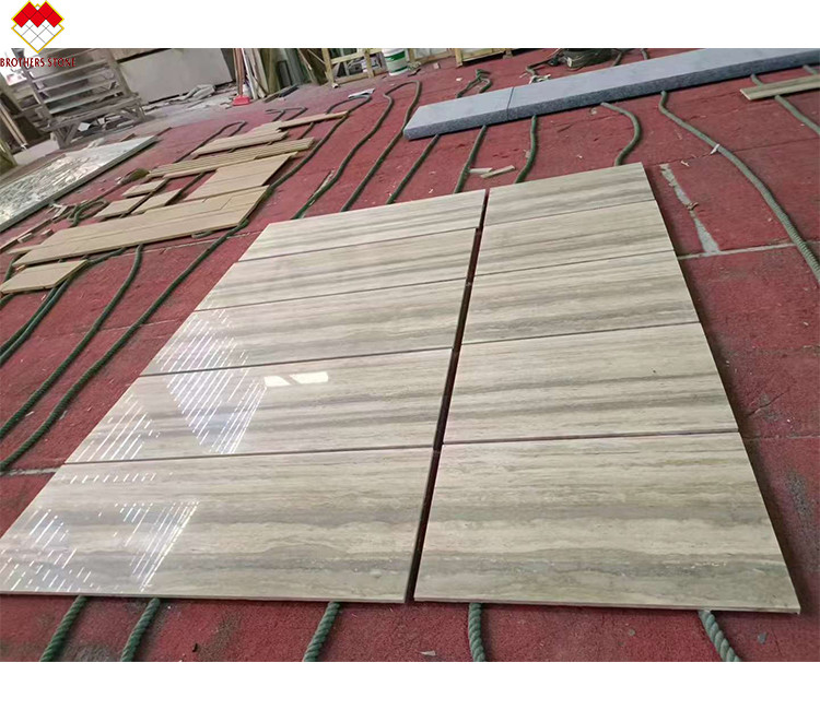 12x24 inch Grote grijze aders Beige travertijn vloerplaat in goede staat in moderne design stijl