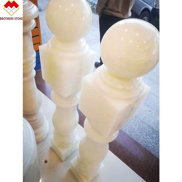 Wit Onyx Marmeren Steen Granite Railing Handrail Balauster Balustrade voor Trap in Appartement
