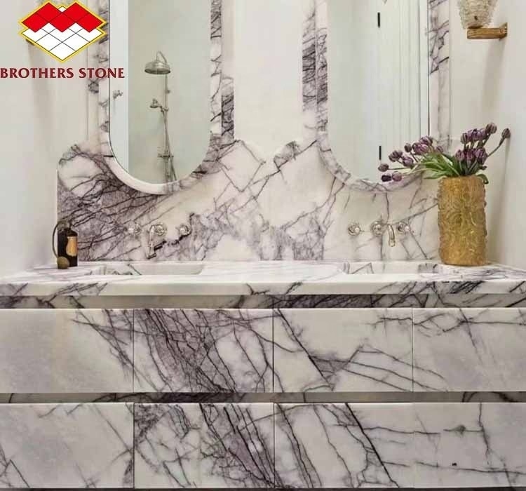 Natuurlijke steen voor de trappen Modern geurige sneeuw Plum Home Steen vorm Big Slab