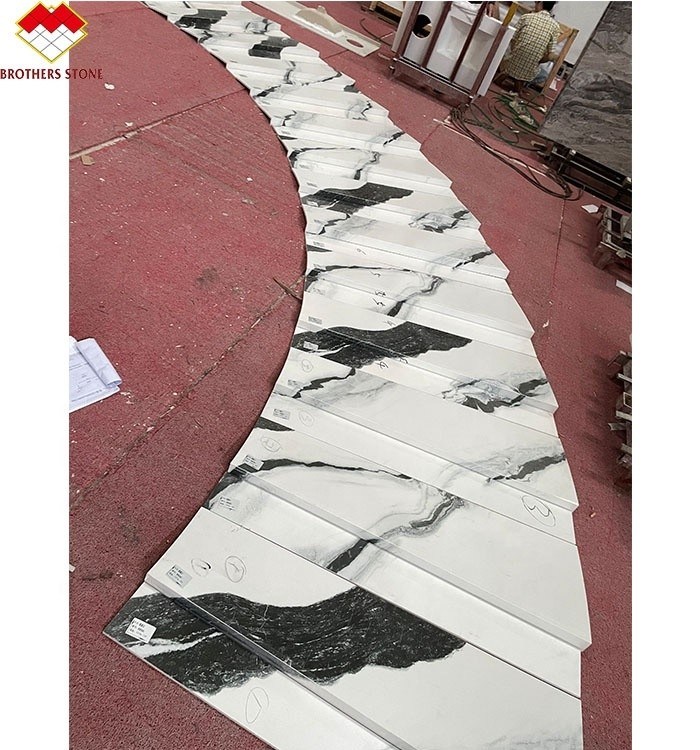 Gepersonaliseerde kwaliteit wastafel interieur trappen ontwerp panda witte marmer look porseleinen tegels