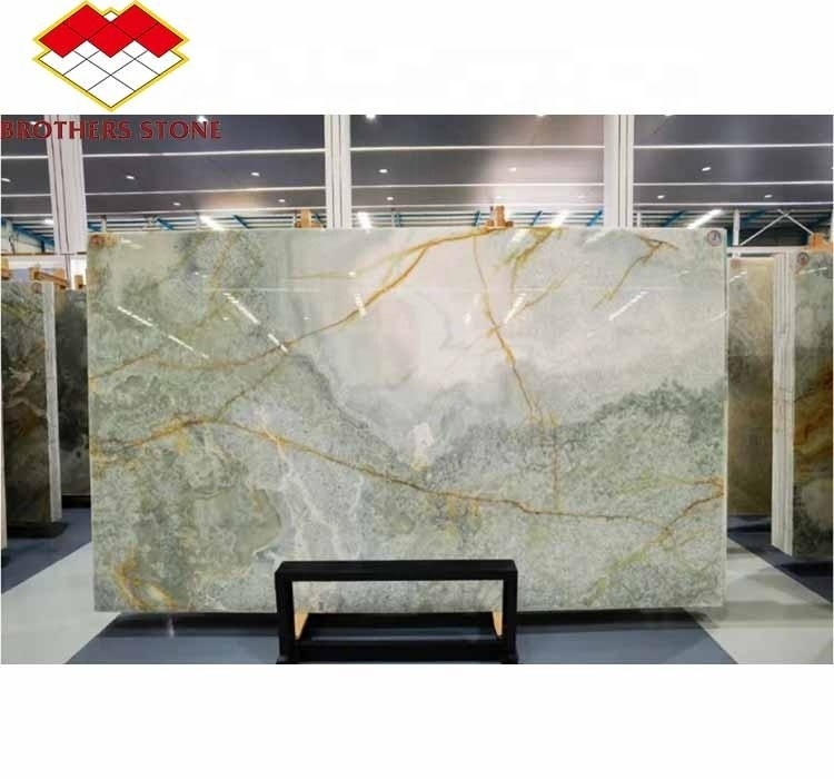 Moderne achtergrondverlichting Groene onyx steen plaat gesneden naar maat Jade steen prijs voor woonkamer muur grafisch ontwerp