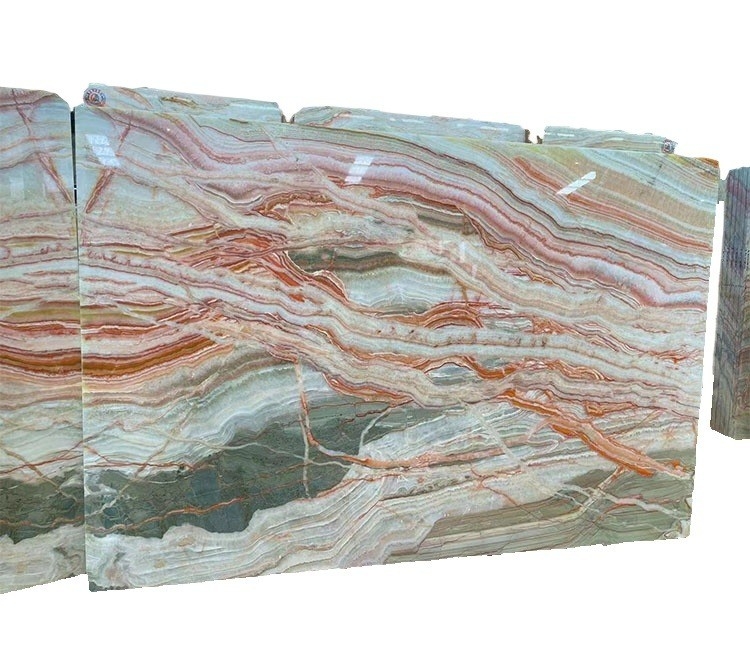 Gepolijst en gepolijst oppervlak Finish Translucent Rainbow Onyx Slab voor kleurrijk wandpaneel