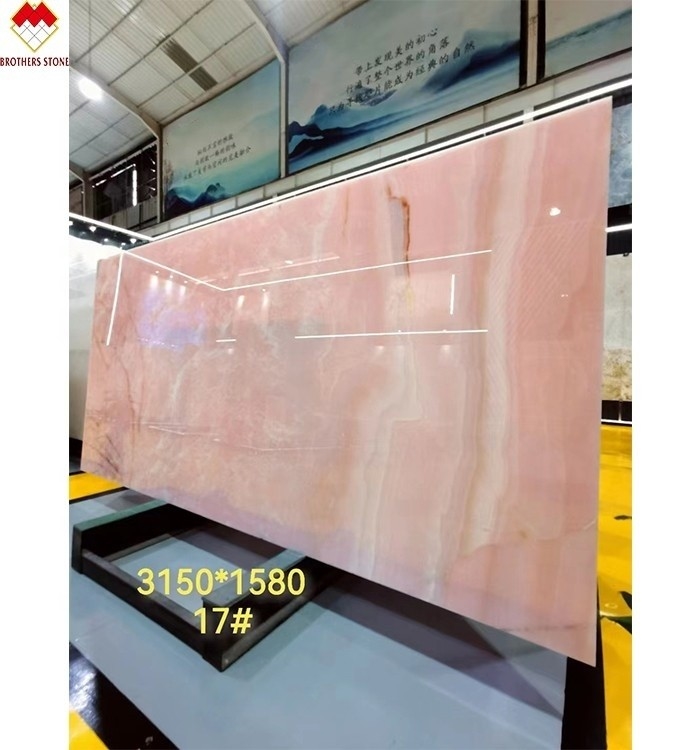 Grote plaat Onyx Marmer Prachtig Wit Roze Onyx Steen voor Wandpaneel en Tafelplaat
