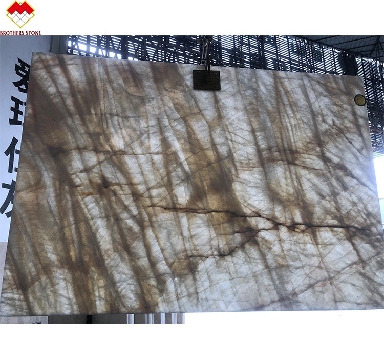 Achtergrondverlichting Wit onyxtegel voor muur en vloer Translucent kristalwit marmer grote plaat