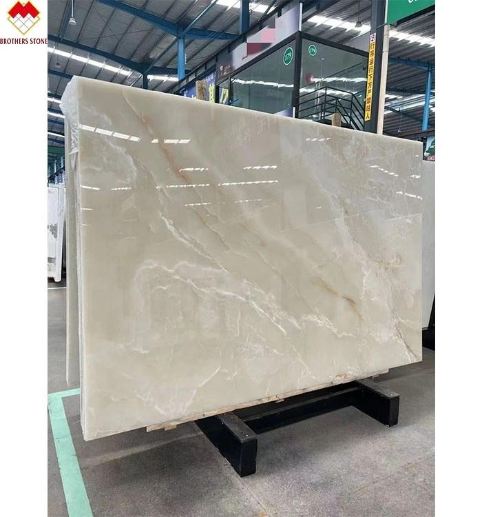 Achtergrondverlichting Royal White Onyx Marble Slab voor aanpasbare tafel countertop en wandpaneel