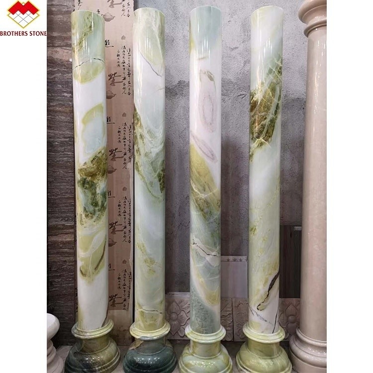 Decoratie Ink Groen Wit Aders Marmeren zuil Romeinse holte Dikte 15-30 mm