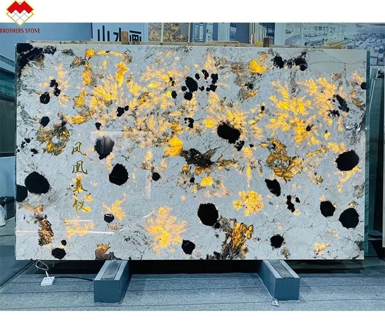 Braziliaanse Splendor White Quartzite Stone Big Slab Translucent Countertop Island Stone Backlight Gepolijst Slab For Villas Hotels